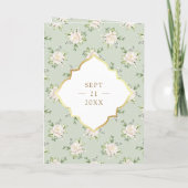 Sage Groene Bloemen Alles in een Gouden Indiase br (Achterkant)