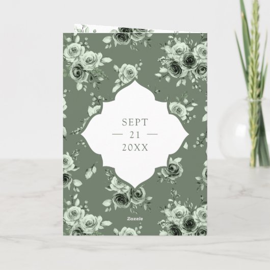 Sage Groene Bloemen Alles in een Kant Indiase brui (Achterkant)