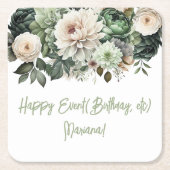 Sage Groene Bloemen Bloemenfeest Kartonnen Onderzetters (Voorkant)