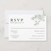 Sage Groene Bloemen Boho Botanische Unieke Bruilof RSVP Kaartje (Voorkant)