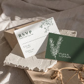 Sage Groene Bloemen Boho Botanische Unieke Bruilof RSVP Kaartje