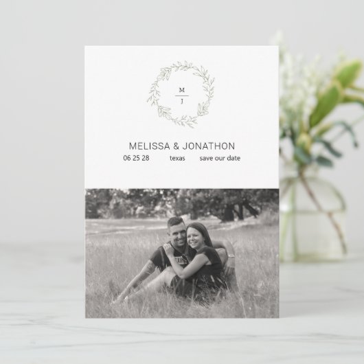 Sage Groene Bloemen Boho Bruid Save The Date (Staand voorkant)