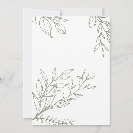 Sage Groene Bloemen Boho Bruidsdouche Uitnodiging (Achterkant)