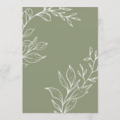 Sage Groene Bloemen Boho Bruiloft Menu (Achterkant)