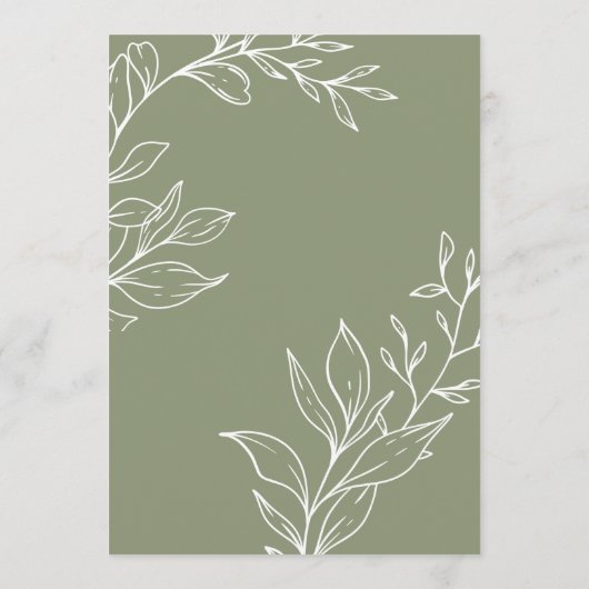 Sage Groene Bloemen Boho Bruiloft Menu (Achterkant)