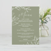 Sage Groene Bloemen Boho Bruiloft Menu (Staand voorkant)