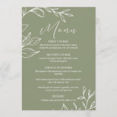 Sage Groene Bloemen Boho Bruiloft Menu (Voorkant)