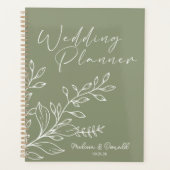Sage Groene Bloemen Boho Bruiloft Planner (Voorkant)