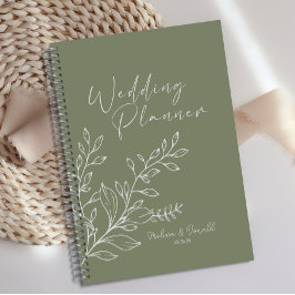 Sage Groene Bloemen Boho Bruiloft Planner