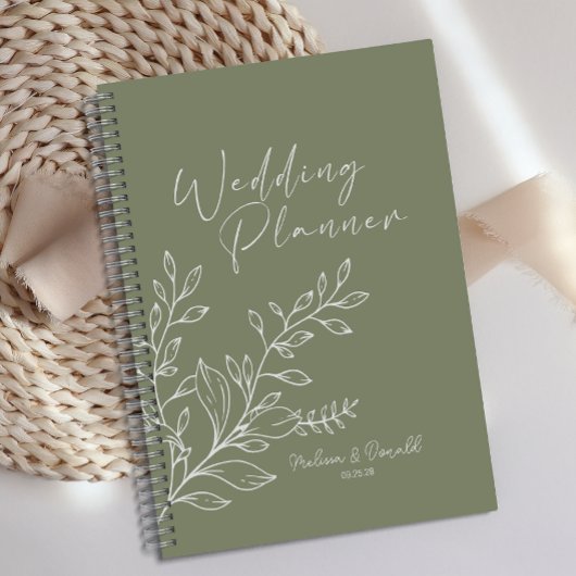 Sage Groene Bloemen Boho Bruiloft Planner