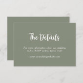 Sage Groene Bloemen Botanische Bruiloft Paar Naam Informatiekaartje (Voorkant / Achterkant)