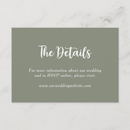 Sage Groene Bloemen Botanische Bruiloft Paar Naam Informatiekaartje