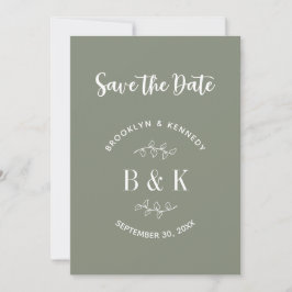 Sage Groene Bloemen Botanische Bruiloft Paar Naam Save The Date