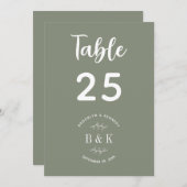 Sage Groene Bloemen Botanische Bruiloft Tafelnumme (Voorkant / Achterkant)