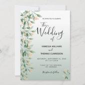 Sage groene bloemen bruiloft kaart (Voorkant)