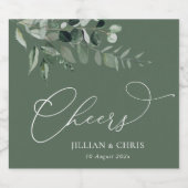 Sage groene bloemen bruiloft sparkling wijnetiket (Enkel label)