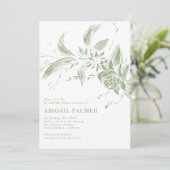 Sage groene bloemen bruiloft vrijgezellenfeest kaart (Staand voorkant)