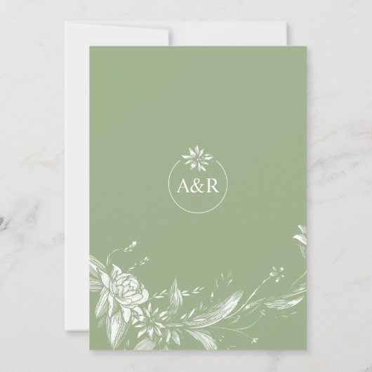 Sage groene bloemen bruiloft vrijgezellenfeest kaart (Achterkant)