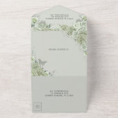 Sage Groene Bloemen Bruin Meisje 15 Zilveren Quinc All In One Uitnodiging (Buitenkant)