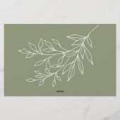 Sage Groene Bloemen Datum Nacht Idee Douche Spel Briefpapier (Achterkant)