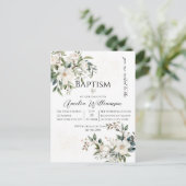 Sage Groene Bloemen Doop Briefkaart (Staand voorkant)