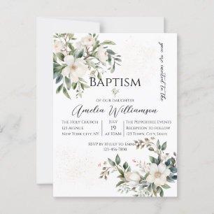 Sage Groene Bloemen Doop Briefkaart