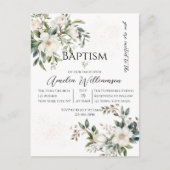 Sage Groene Bloemen Doop Briefkaart (Voorkant)