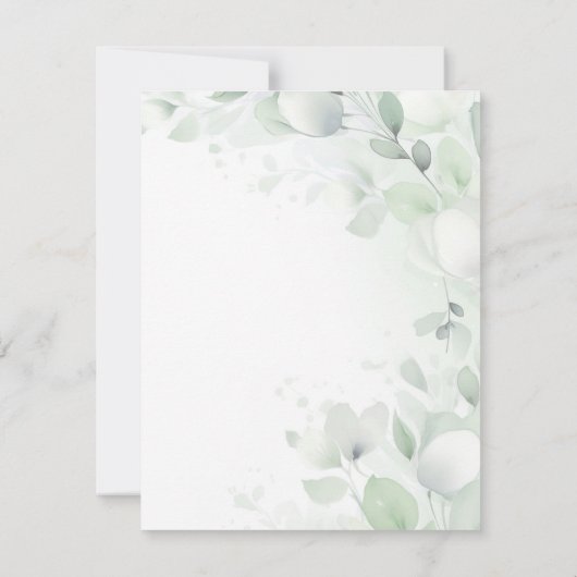 Sage Groene Bloemen Doop Kaart (Achterkant)