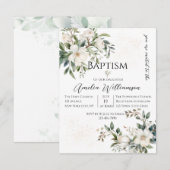Sage Groene Bloemen Doop Kaart (Voorkant / Achterkant)