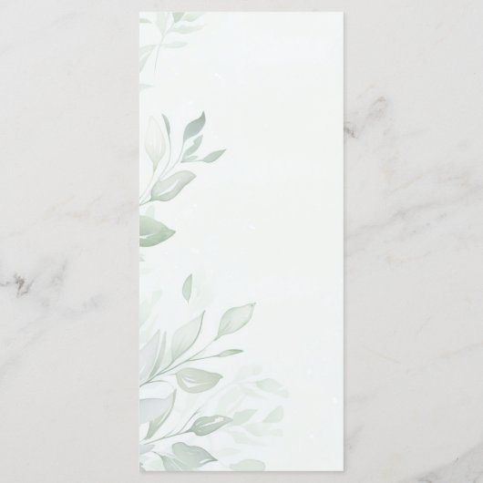 Sage Groene Bloemen Doop Menu (Achterkant)
