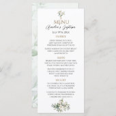 Sage Groene Bloemen Doop Menu (Voorkant / Achterkant)