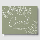 Sage Groene Bloemen Eenvoudige Boho Bruiloft Gastenboek (Voorkant)