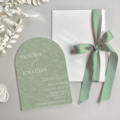 Sage Groene Bloemen Elegante Huwelijk Kaart