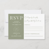Sage Groene Bloemen Elegante Huwelijk RSVP Kaartje (Voorkant)