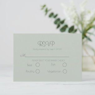 Sage Groene Bloemen Elegante Huwelijk RSVP Kaartje