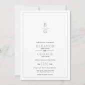  Sage Groene Bloemen Kam initialen bruiloft Kaart (Voorkant)