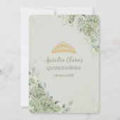 Sage Groene Bloemen Moderne Boog Goud Quinceanera Kaart (Achterkant)