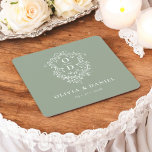Sage Groene Bloemen Monogram Trouwkam Modern Kartonnen Onderzetters<br><div class="desc">Voeg een elegante touch toe aan uw feest met het Modern Monogram Wedding Crest Square Paper Onderzetter. Met een geavanceerd monogram crest-ontwerp zijn deze onderzetters ideaal voor bruiloften, verlovingsfeesten of vrijgezellenfeesten. De stijlvolle vierkante vorm en het hoogwaardige, absorberende papier beschermen oppervlakken en verbeteren tegelijkertijd uw inrichting. Personaliseer met uw initialen...</div>