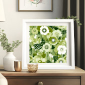 Sage Groene Bloemen Poster