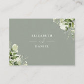 Sage groene bloemen slinger verlovingswens trouwfe informatiekaartje (Achterkant)