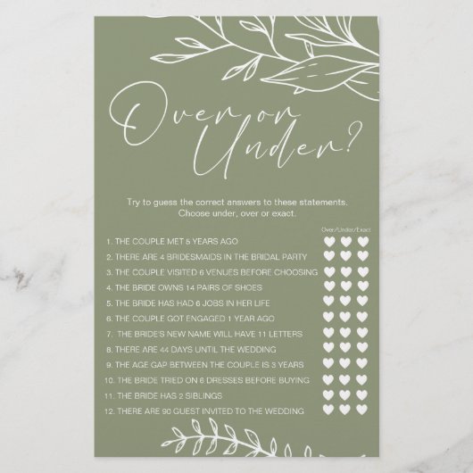 Sage Groene Bloemen Spel Over Onder Flyer (Voorkant)