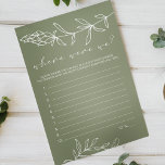 Sage Groene Bloemen Spel Waar Waren We Flyer<br><div class="desc">Sage Green Flowers Vrijgezellenfeest spel. Overeenkomende items om uw event collectie te voltooien zijn beschikbaar in onze Zazzle winkel!</div>