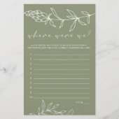 Sage Groene Bloemen Spel Waar Waren We Flyer (Voorkant)