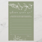 Sage Groene Bloemen Spel Waar Waren We Flyer (Voorkant)