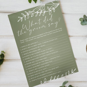Sage Groene Bloemen Spel Zou de bruidegom zeggen Flyer