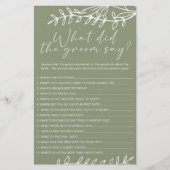 Sage Groene Bloemen Spel Zou de bruidegom zeggen Flyer (Voorkant)