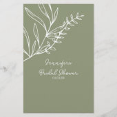 Sage Groene Bloemen Spel Zou de bruidegom zeggen Flyer (Achterkant)