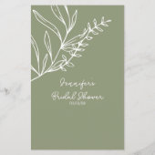 Sage Groene Bloemen Spel Zou de bruidegom zeggen Flyer (Achterkant)