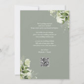Sage Groene Bloemen String Lights QR Code Bruiloft Save The Date (Achterkant)