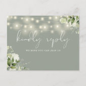 Sage Groene Bloemen String Lights Song Aanvraag RS Uitnodiging Briefkaart (Voorkant)